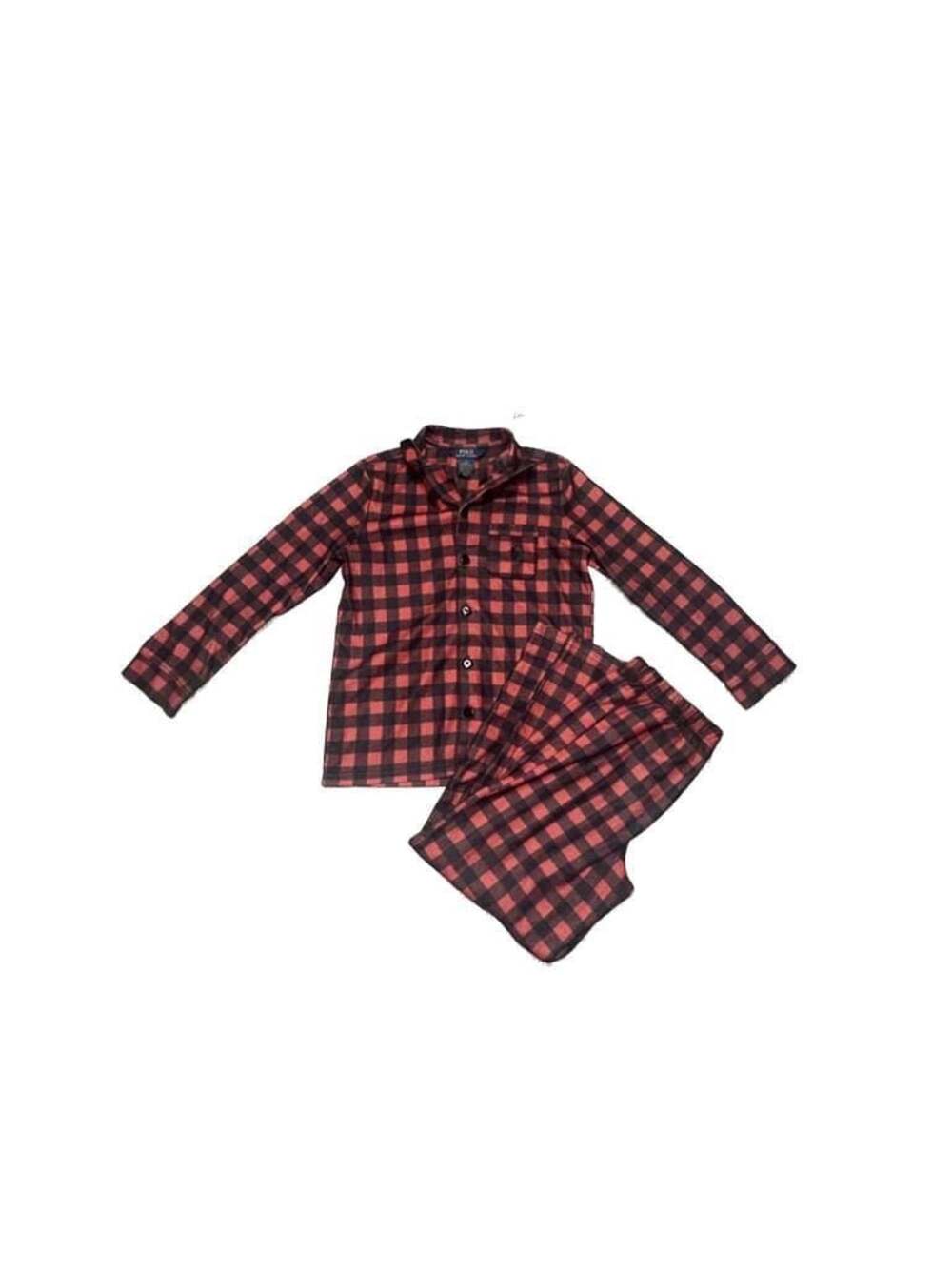 Polo Ralph Lauren Red and Black Buffalo Check Flannel Pajama Set 10-12 Years M